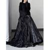 Autumn-Winter Velvet High-Waist Long Skirt - Women's Chinese Style Umbrella Design