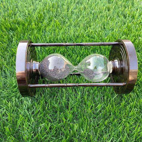 Heimdekoration, nautische Sammler-Sanduhr aus Messing, 5-Minuten-Sanduhr mit magnetischem Kompass an beiden Enden, Antik-Look.