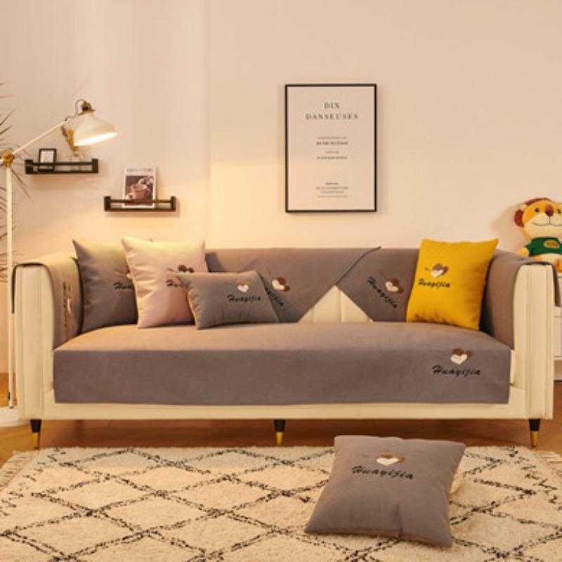 

Четыре сезона однотонная ткань ремесленная вышивка любовь диванная подушка современный простой диван-подушка полотенце 70*70