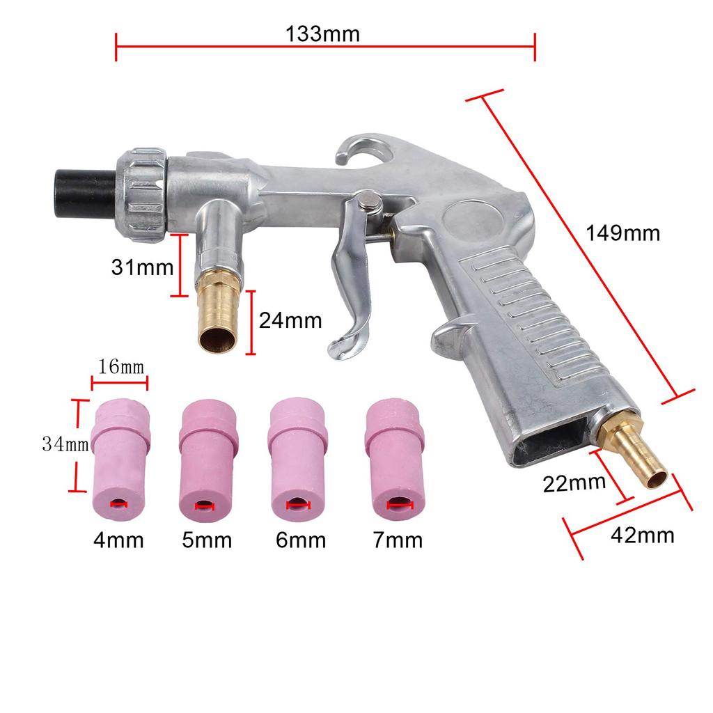 AMTOVL Sandblasting Gun Sandblaster 4 Ceramic Nozzles Extra Iron Nozzle Tip Set + +