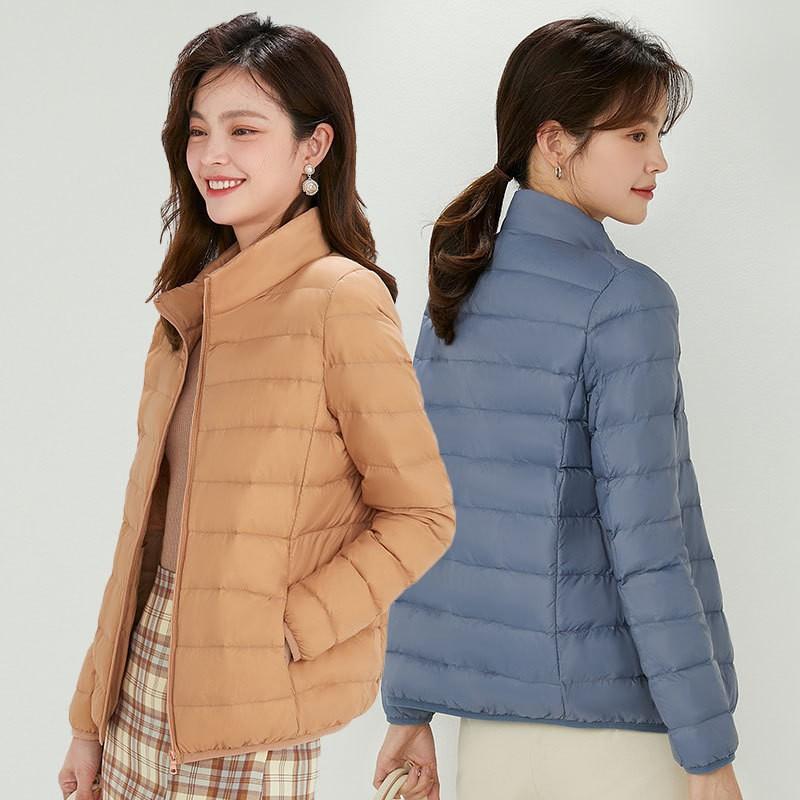Womens Lightweight Hooded Short Down Jacket 91% White Duck Fill Regular Fit Casual Office Wear