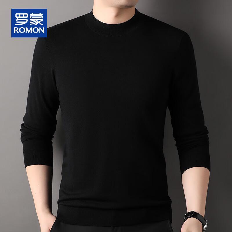 ROMON Men's Easy Care 100% Merino Wool Mock Neck Sweater