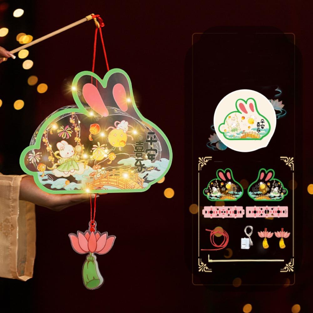 DIY Material Bag Mid-Autumn Festival Lantern DIY Glowing Light-Up Bunny Lantern  Photography Props