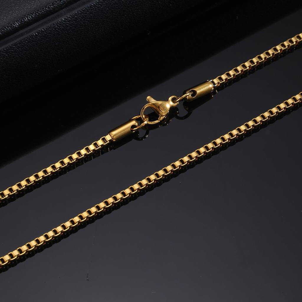 Prjewel 2mm Stainless Steel Box Chain Chokers For Men Boy Gold Plated Metal Ks Short Neck Collar Necklaces Father's Day Gift