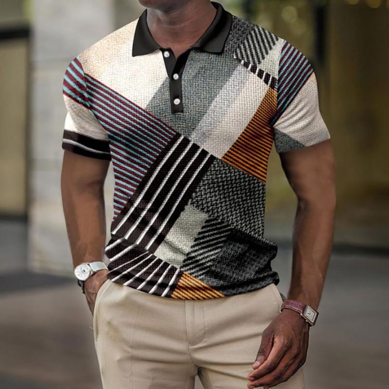 

Independent Station 3D Digital Pattern Men S Lapel Short Sleeve Casual Trend Hot Sale Polo Pullover XL