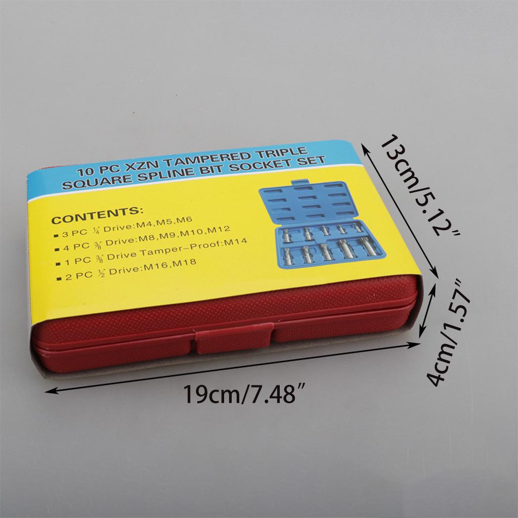 Adattatore per Presa 10 Pezzi XZN a 12 Punte Spline Tripla Square Bit Socket Set Anti-manomissione