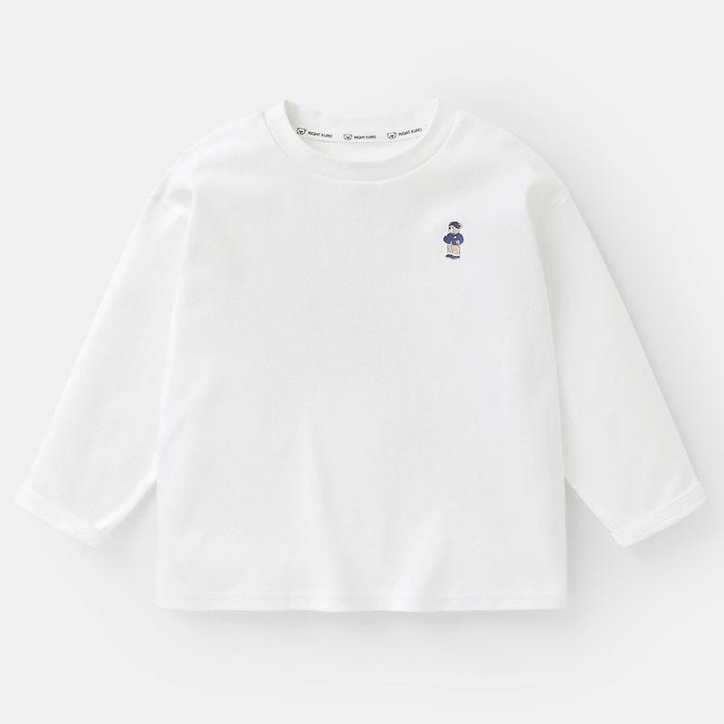 Right-Hand European Style Boys  Long-Sleeve Striped T-Shirt New Product Children s Clothing Spring Style Toddler Base Shirt Spring Top White 120