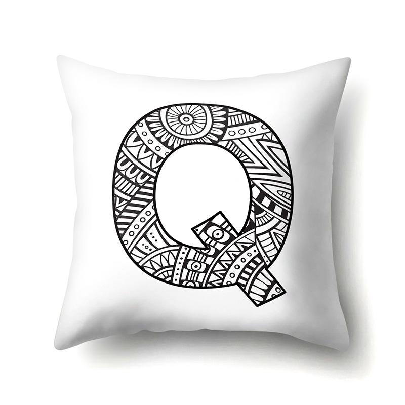 Polyester Pillow Case Pencil Drawing Geometric Decorative Print 26 English Letters Pillow Cushion Cover Simple