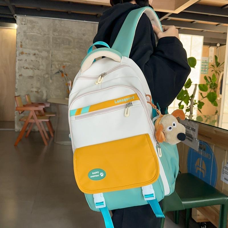 School season large-capacity contrasting color labeling men's and women's school bags new leisure travel backpacks