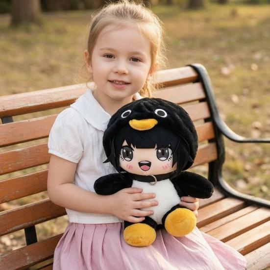 Cartoon Penguin Girl Plush Toy, Standing Sitting Lying Stuffed Penguin Doll, Game Inspired Animal Costume Girl Collectible Plushie, Gift for Kids