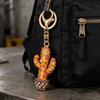 Keychain Sparkling Rhinestones Inlaid Cactus Design Keychain Pendant Enamel Oil Drip Process Smooth Edges Spring Buckle Key Holder Backpacks Accessory