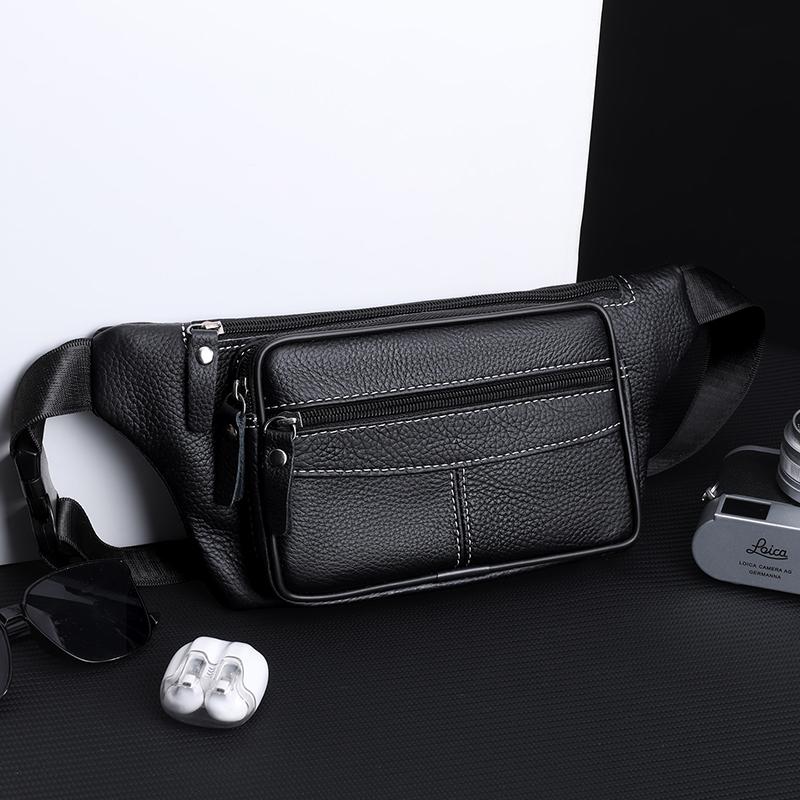 PU Waist Bag Men's Mobile Phone Bag Outdoor Sports Cycling Chest Bag