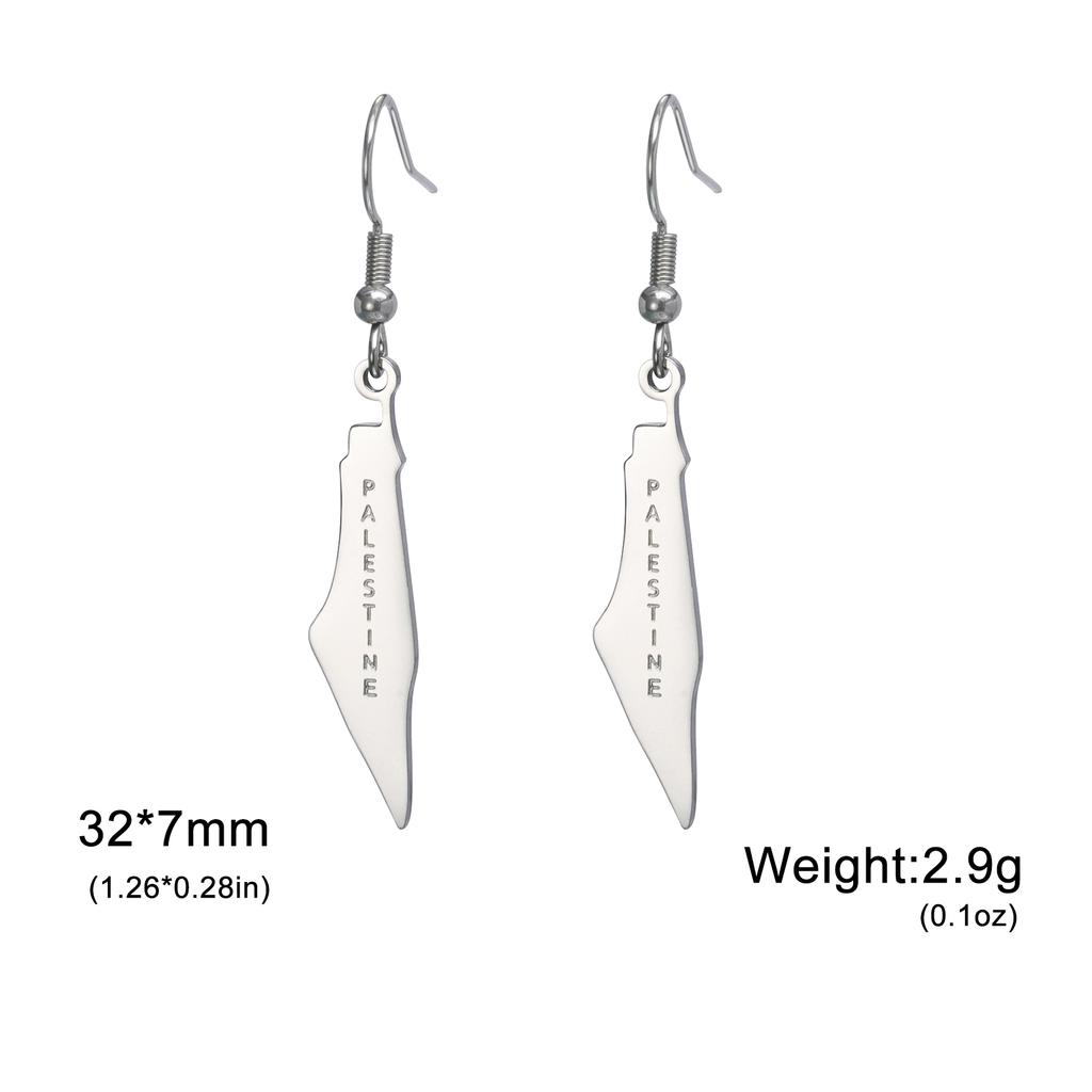 Cazador Stainless Steel Palestine Drop Earrings for Women Girls Gold Color Jewelry Map Dangle Earrings Christmas Gift Wholesale
