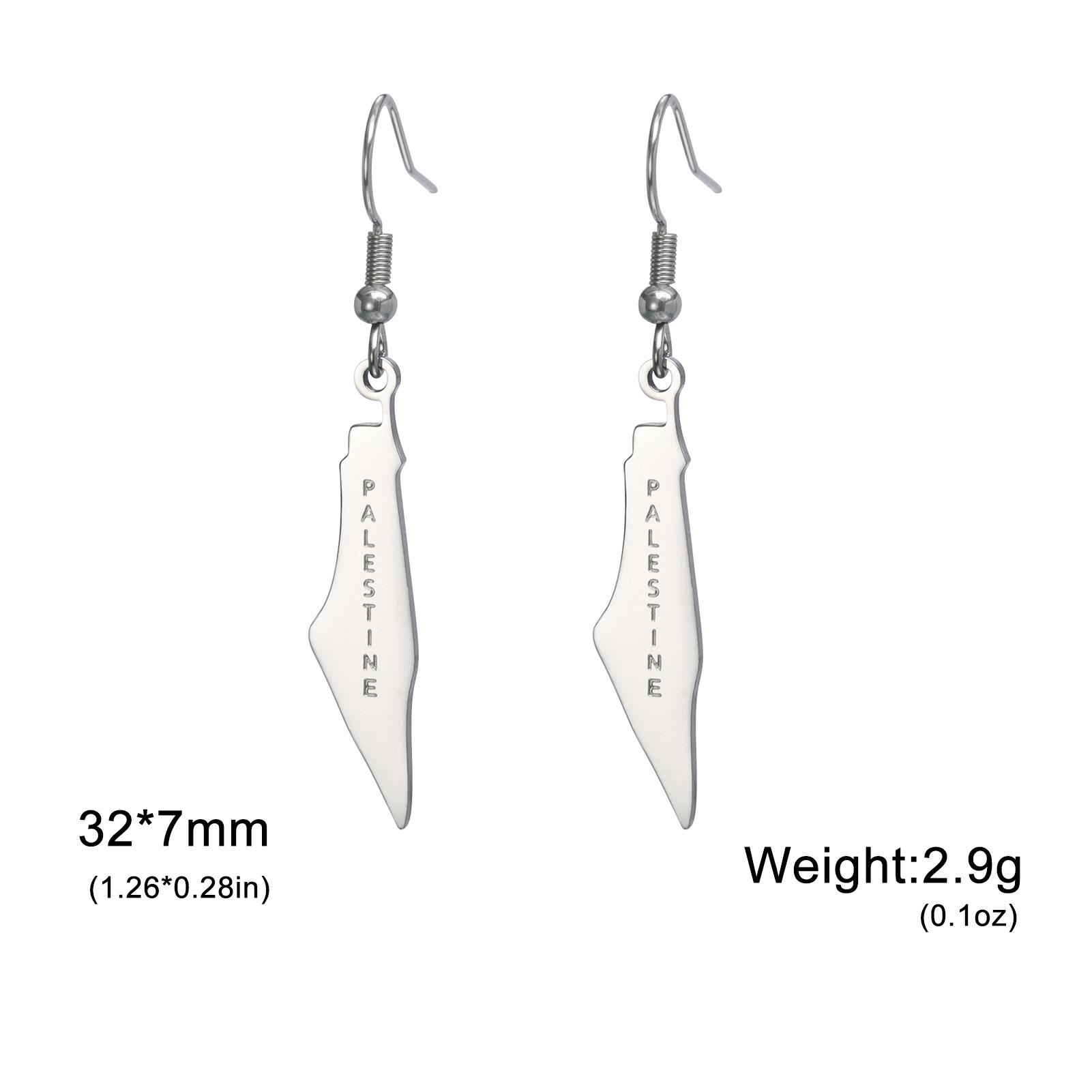 

Cazador Stainless Steel Palestine Drop Earrings for Women Girls Gold Color Jewelry Map Dangle Earrings Christmas Gift Wholesale