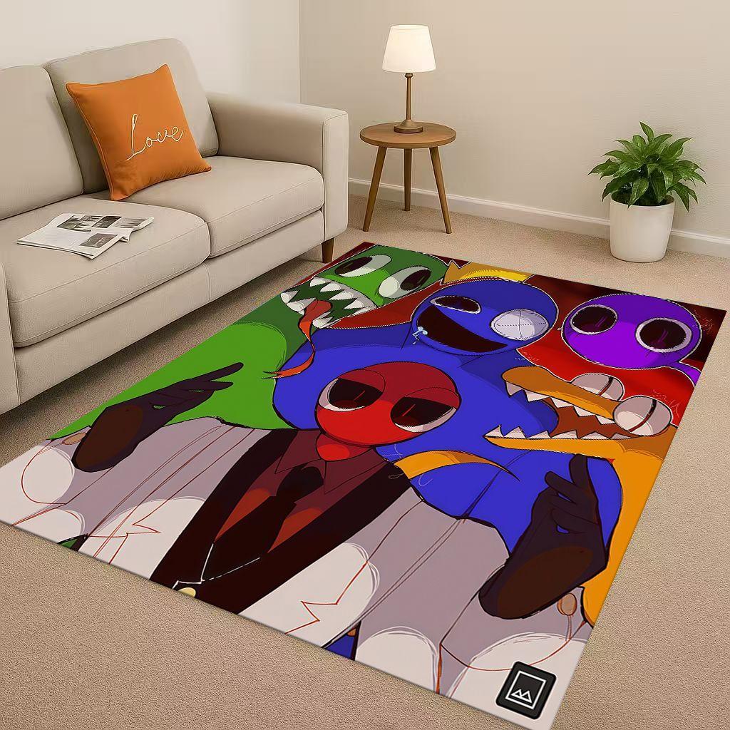 3D R Rainbow Friends Game Cartoon Living Room Non Slip Area Rug Carpet for Bedroom Playroom Sofa,Easy Clean Home Decor Doormat