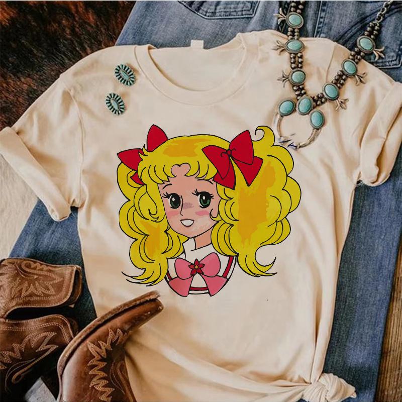 Lata 90. Kawaii Cukierki Cukierki Anime Letni Top Koszulka Damska Nadruk Koszulka Grunge Anime Manga Koszulka Topy Graficzny Estetyczny