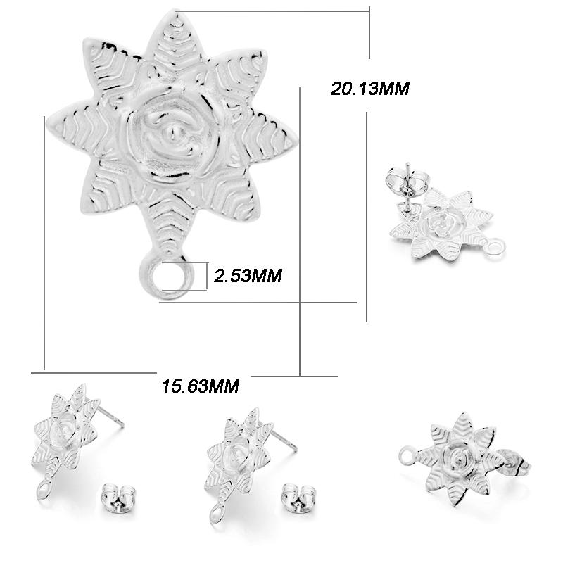 10Pcs/Lot Stainless Steel Earring Base Geometric Leaves Earrings Stud with Hole Connectors for DIY Jewelry Making Accessories