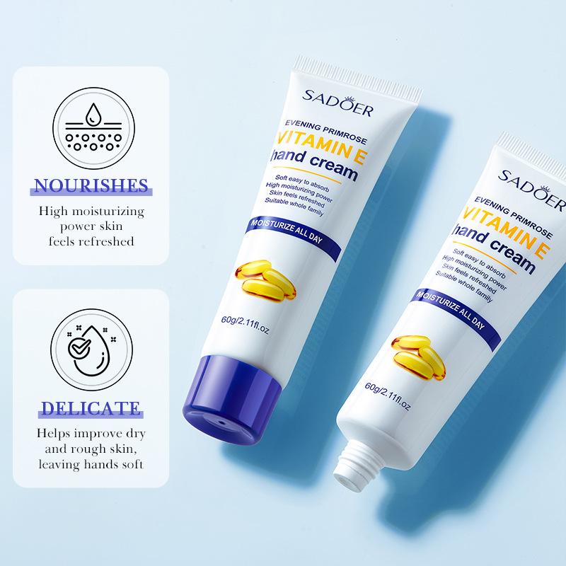 Feuchtigkeitsspendende Handcreme mit Vitamin E. Nachtkerze. Feuchtigkeitsspendende Handcreme gegen Rissbildung