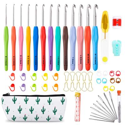 Inscraft Crochet Hook and Knitting Needle Sewing Rope Knitting Yarn Row Row Storage Case Handicraft Basic Introductory Kit 73-piece Set, Needle,