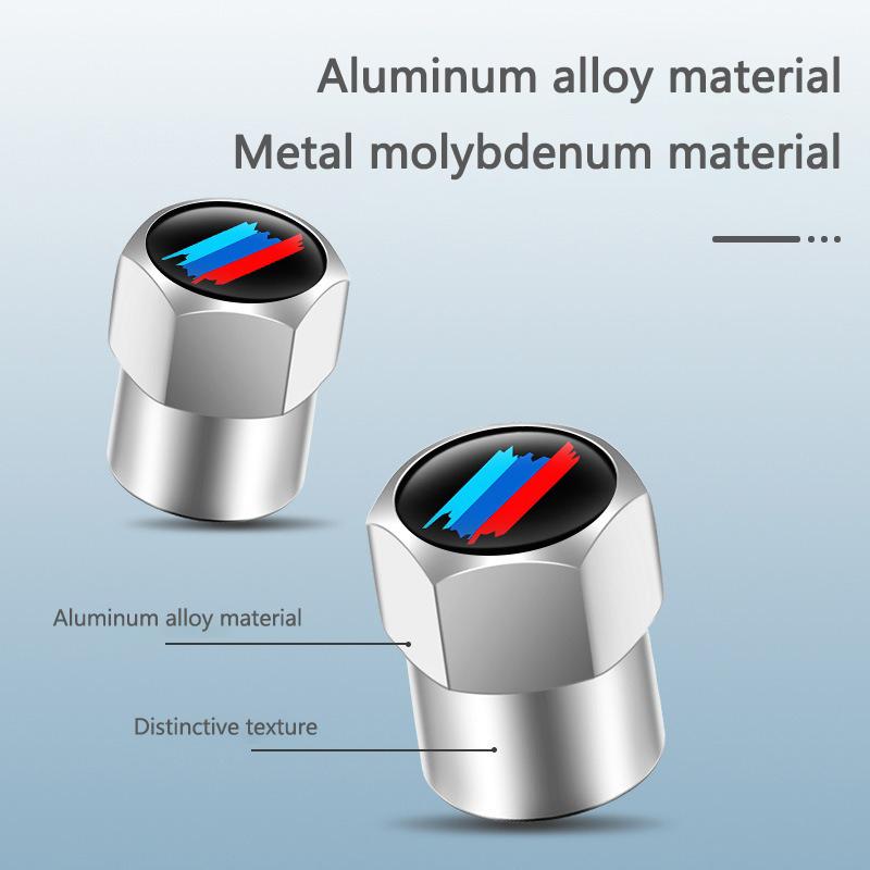 New Car Aluminum For BMW Tri Color Stripe Strip Decoration Emblem 4pcs Tire Valve Air Port Stem Cover Caps Wheel Hub Accessories BF2