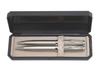Takizawa Elegant Silver Rotating Ballpoint Pen and Mechanical Pencil Set in a Luxury Stainless Steel Rotating Ballpoint Pen and Mechanical Pencil