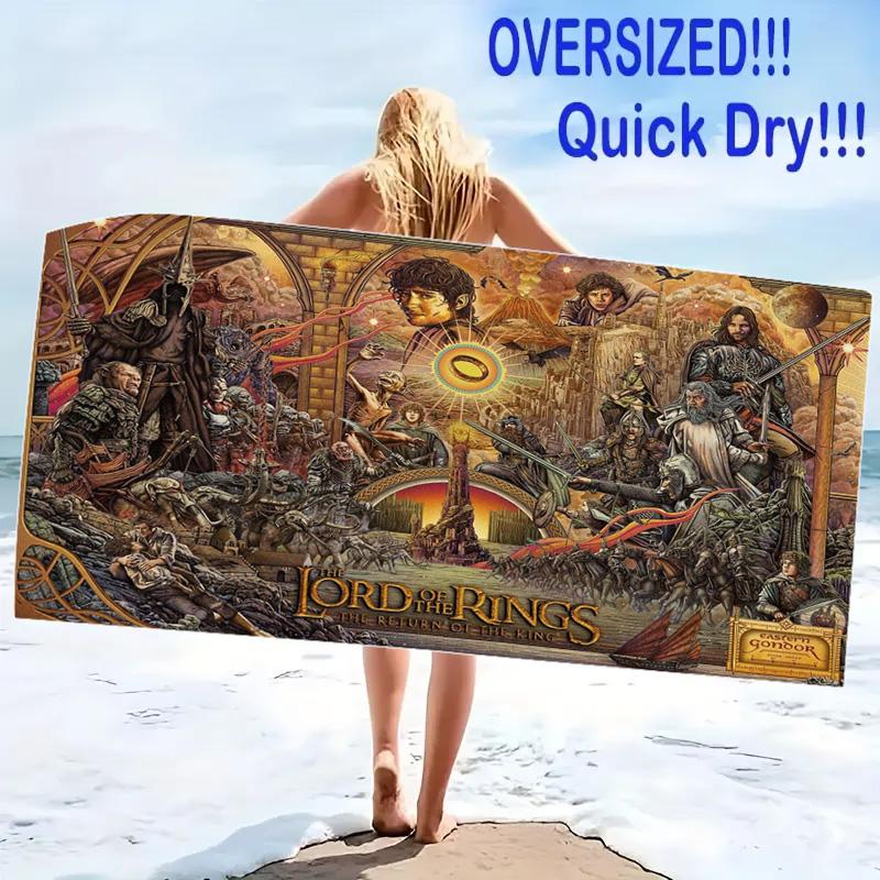 Lord Rings Print Beach Towel, Large Soft Quick Dry Towel for Beach Camping Swimming