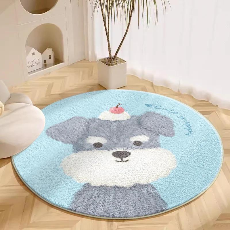 Cartoon Animals Carpets for Living Room Cute Bedroom Decor Plush Rug Round Dressing Table Floor Mat Fluffy Soft Children Carpet