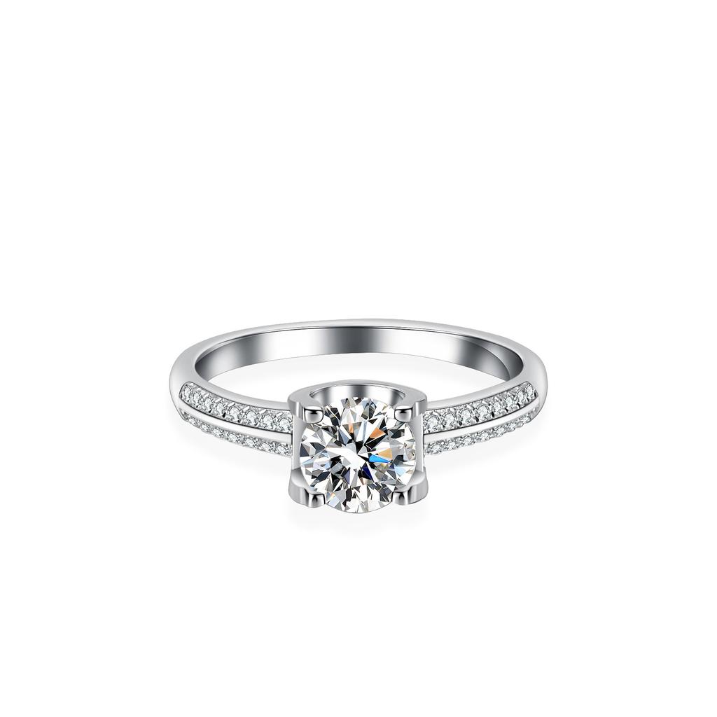 S925 silver ring moissanite moissanite cross women's double row ring wedding ring proposal diamond ring gift for girlfriend exquisite jewelry gift