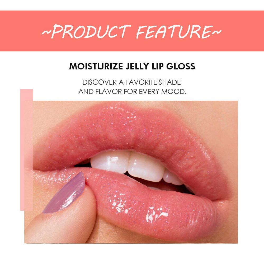 HANDAIYAN Snoepkleur Slang Jelly Lipgloss Transparante Glêzen Lipgloss Spegel Oerflak Lip Glêsfersneeisjes Dudu Lip