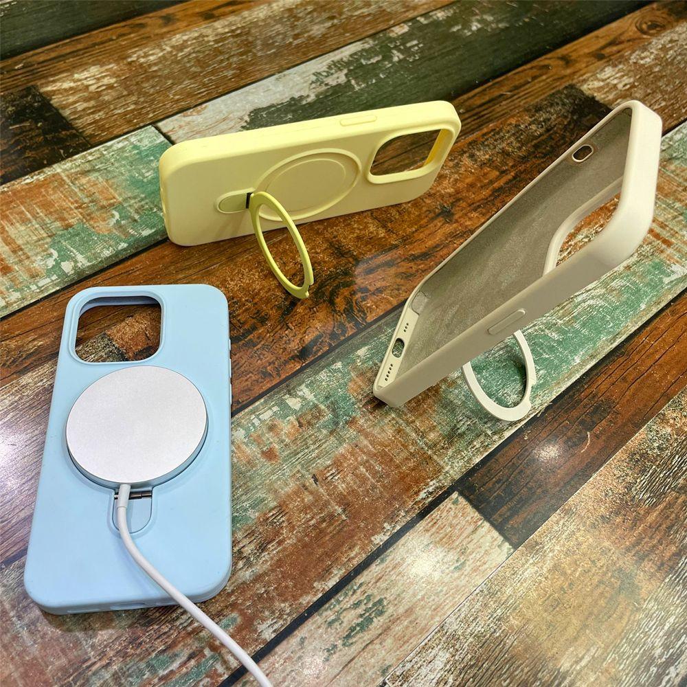 Compatible with Apple IPhone 15 Pro Max, Magnetic Stand, Liquid Silicone Phone Case, IPhone 17 with Support Point Protective Case