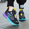 Kids PU Sport Sneakers Three Color Casual Walking Shoes Sizes 28-39 for School Play Training Travel and Everyday Active Wear