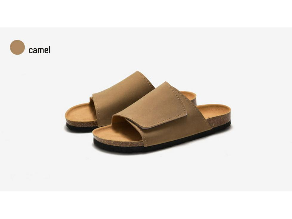 Ruizu Herren-Kork-Hausschuhe: Trendige Strand-Flip-Flops aus mattiertem Leder für Studenten