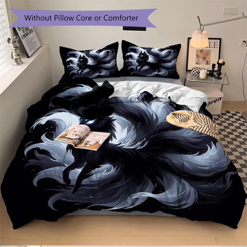 3er-Set Cooles Neunschwänziger Fuchs Bettwäsche-Set - Weich und Bequem Schlafzimmer, Gästezimmer und Wohnheim Dekor Bettwäsche-Set 1 Bettbezug + 2 Kissenbezüge. L019