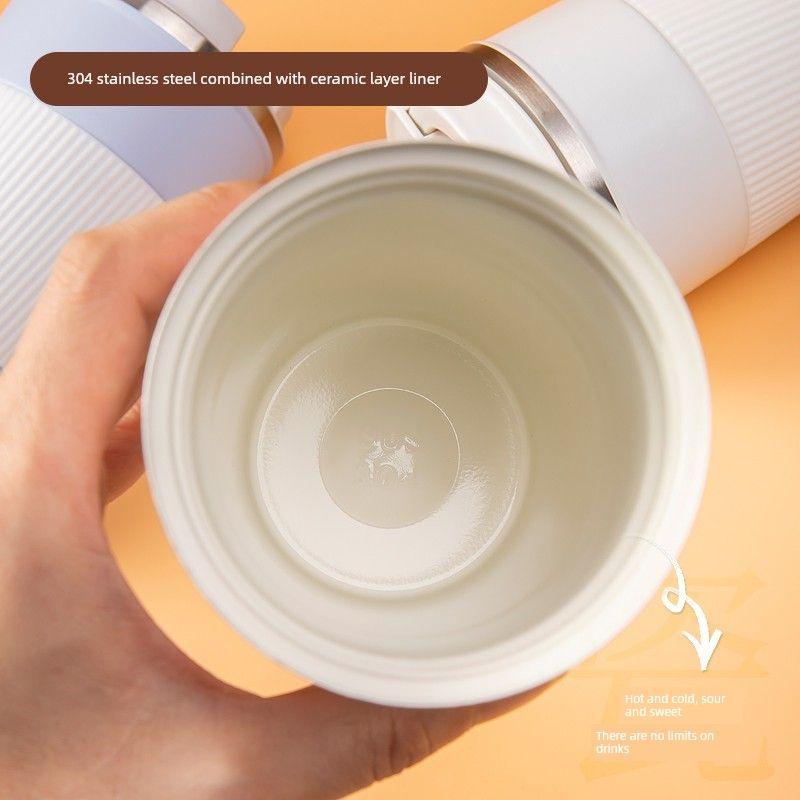 Coffee Cup with High Aesthetic Value, Large Capacity, Insulated Cup with Ceramic Inner Coating, Portable Cup for Men and Women, Office Tea Cup