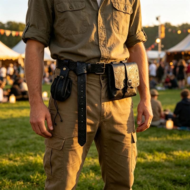 Fantastik Kostüm Bel Kemeri Taşıma Seti Ayarlanabilir Ortaçağ Aksesuarı LARP Cosplay ve Festival Kostümü Görünümü İçin Giyim
