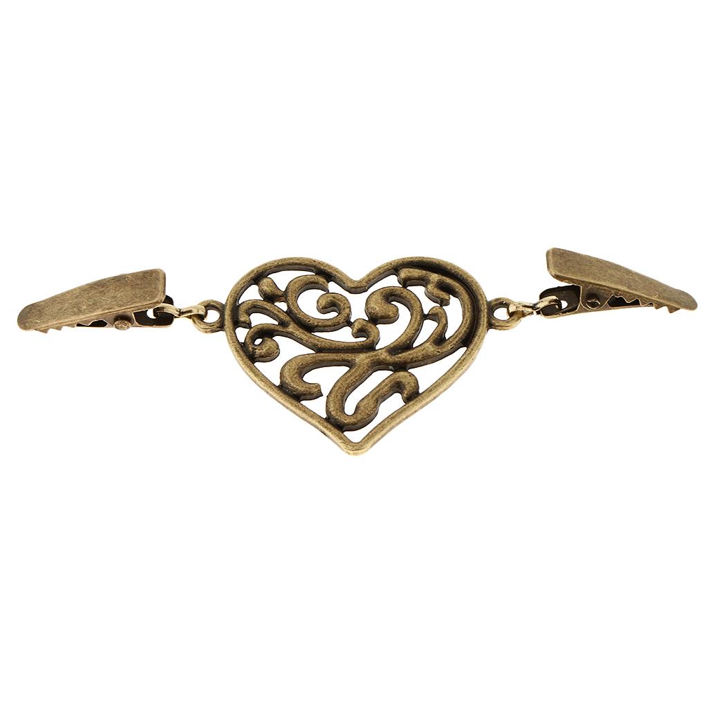 

Elegant Heart Cardigan Clip Metal Sweater Guard Brooch Pin for Women’s Clothing Shawl Holder for Jackets бронзовый