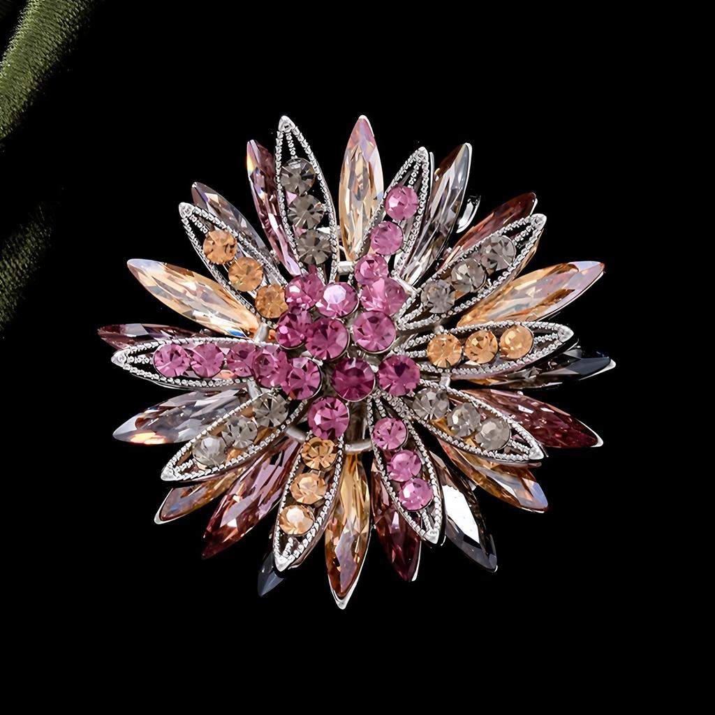 Exquisite Sunflower Brooch High-end Women's Light Luxury Crystal Brooch Pin Clothes and Accessories