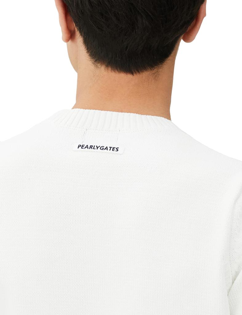 Crew Neck Knit Jersey GOLF Rabbit Pattern 3 [PEARLY GATES] Men's Pullover, + Intarsia, / 053-3270905 030_White [S]