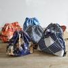 Cotton Linen Outdoor Drawstring Lunch Bag Lunch Tote Pouch Japanese Style Lunch Box Food Hand Bags