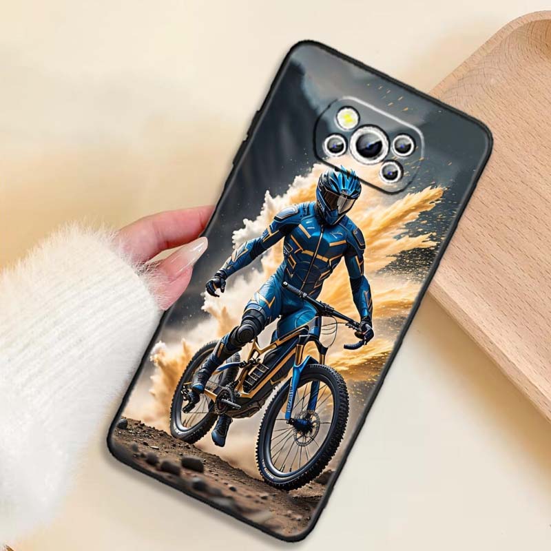 Creative motorcycle rider cool For Xiaomi Mi Poco F3 F4 F5 F6 X3 X4 X5 X6 X7 M3 M4 M5 M6 M7 GT Pro 5G Black Phone Case