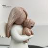 Unique Gifts for Cat Owners Angel Holding Puppy Figurine, Cute Dog Resin Statue Home Small Tabletop Sculptures Shelf Desk Decor, Handcrafted