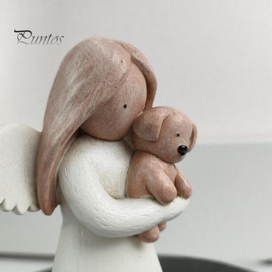 Unique Gifts for Cat Owners Angel Holding Puppy Figurine, Cute Dog Resin Statue Home Small Tabletop Sculptures Shelf Desk Decor, Handcrafted