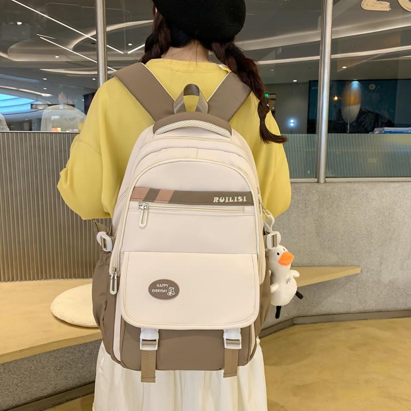 Large-capacity Leisure College Students Backpack Junior High School Schoolbag Middle Ins Style Female