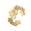 European and American Stainless Steel Flower Open Finger Ring for Women - Simple Niche Titanium Steel Design