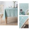 Plaid Table Cloth Rectangle Table, Cotton Linen Tablecloths Farmhouse Tablecloth, Soft and Wrinkle Free Table Cover with Tassels