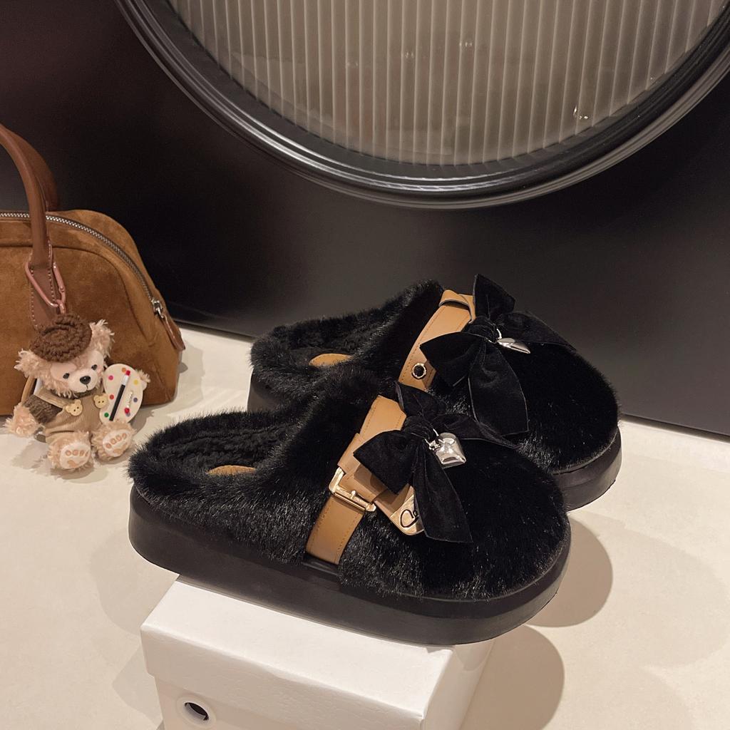 Mao Mao Slippers Women Wear Thick-soled Non-slip Cotton Slippers In Winter To Keep Warm At Home, Thickened Soft-soled Fashion Plush Cotton Mop