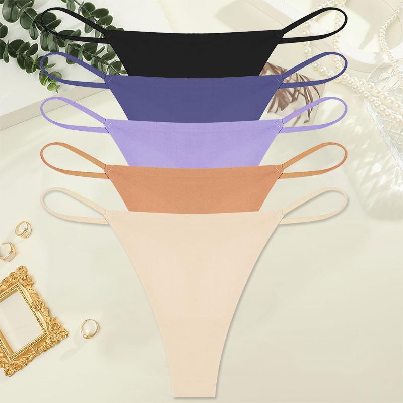 5Pcs/Set Sexy Minimalist Thong Underwear for Women Low Rise Thin Strap Seamless Soft Comfortable Briefs