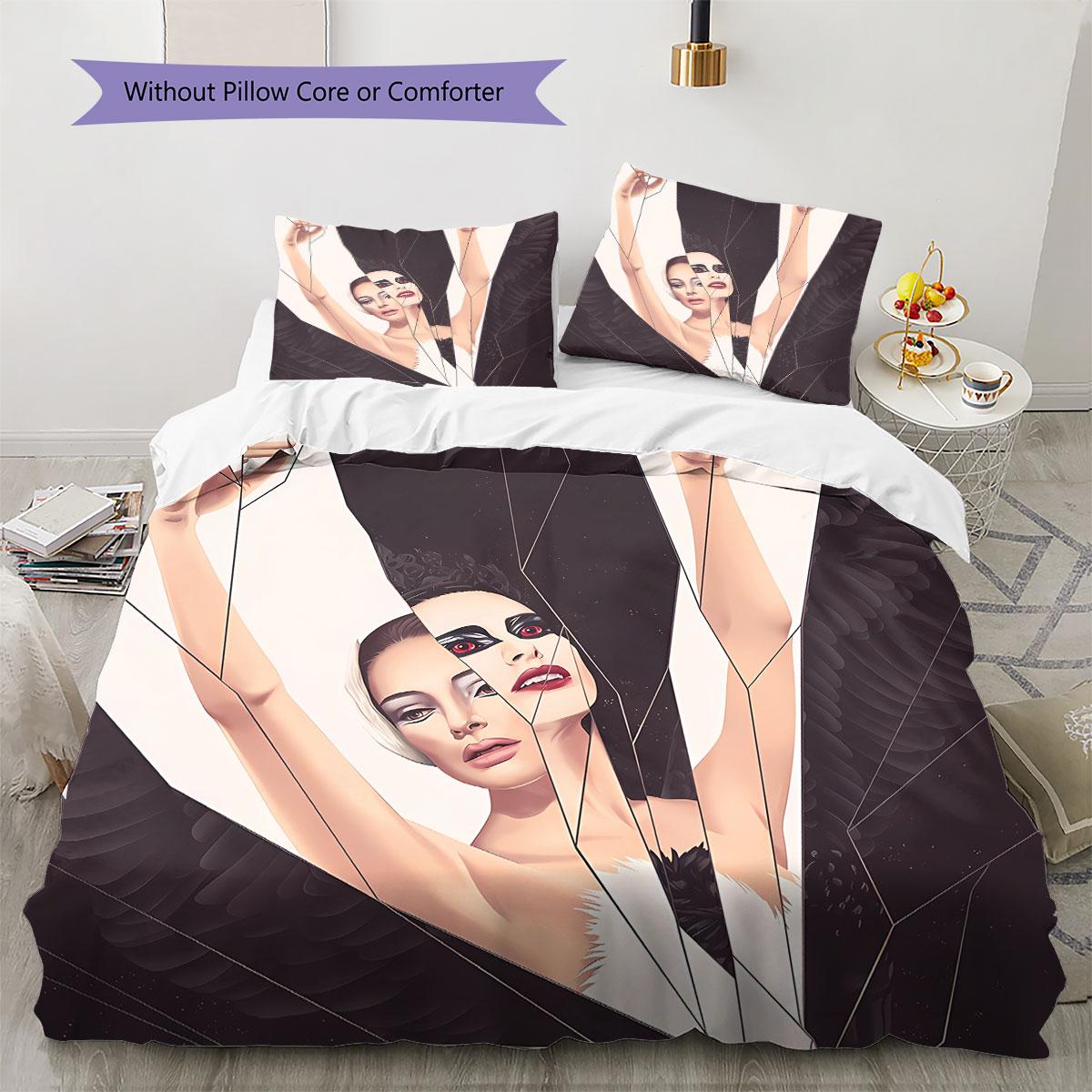 

blackswan Pattern Bedding Quilt Set Quilt Cover Pillowcase Home Decoration Birthday Gift (1 * duvet cover + 2 * pillowcase, without core) 135x200cm