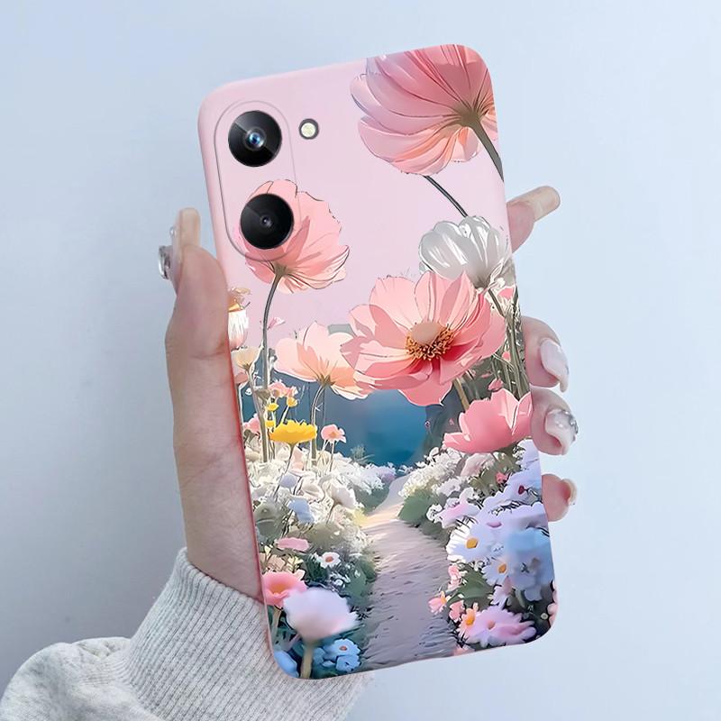 For Realme 10 Pro Phone Case RMX3661 Butterfly Flower Girl Design Soft Silicone TPU Back Housing for Realme 10Pro 5G 2022 Cover