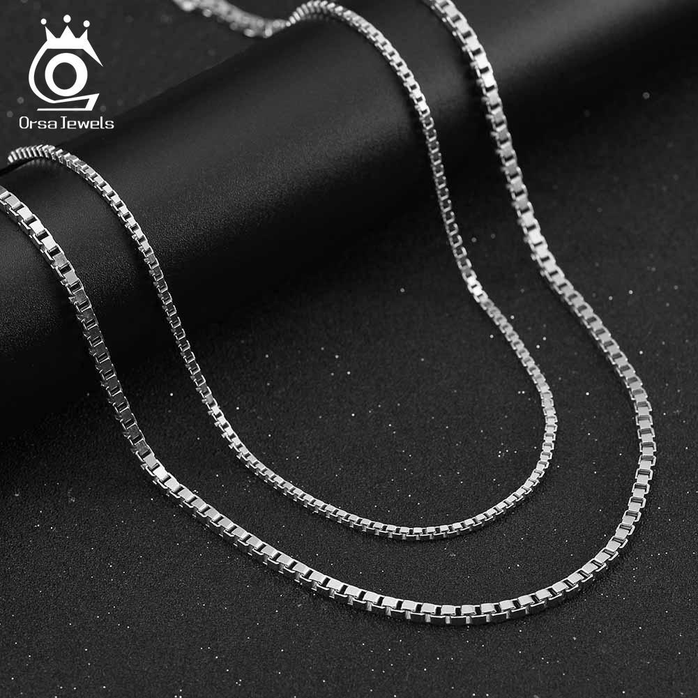 ORSA JEWELS 925 Sterling Silver Italian 1-3mm Box Chain Necklace for Women Classic Box Choker Necklace Dainty Jewelry Gift SC32